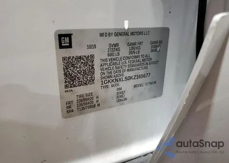 2019 GMC Acadia Denali z USA, uszkodzony, nr VIN 1GKKNXLS0KZ165677